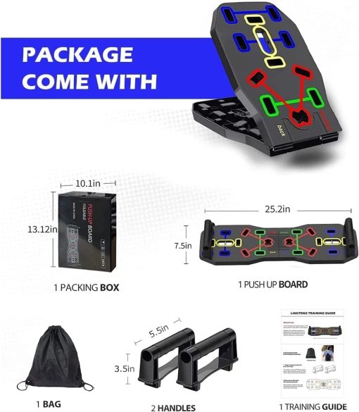 AERLANG Push Up Board, Foldable 10 in 1 Push Up Bar with Resistance Bands,Portable Multi-Function Push up Handles for Floor,Professional Push Up Strength Training Equipment - Image 4