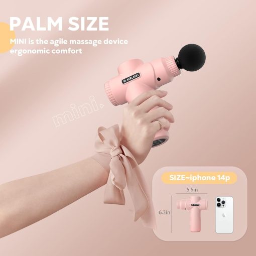 AERLANG Mini Massage Gun-Pink，Muscle Deep Tissue Massager Gun, Handheld Percussion Massager, Portable Quiet Massage Gun with Carry Case for Home Office Gym Motehr Day Gifts for Women Men Her - Image 6