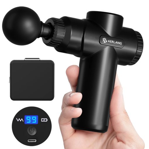AERLANG Mother Day Mom Gifts Mini Massage Gun,Muscle Deep Tissue Massager Gun, Handheld Percussion Massager, Portable Quiet Massage Gun with Carry Case for Home Office Gym Gifts for Men Dad(Black)