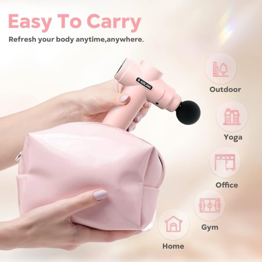 AERLANG Mini Massage Gun-Pink，Muscle Deep Tissue Massager Gun, Handheld Percussion Massager, Portable Quiet Massage Gun with Carry Case for Home Office Gym Motehr Day Gifts for Women Men Her - Image 5