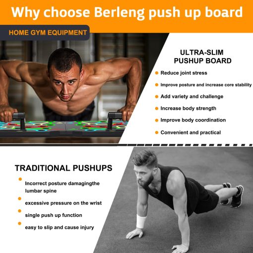 AERLANG Solid Push Up Board, Portable 30 in 2 Workout Set for Push Up, Multi-functional Pushup Handles for Strength Training, Fat Burning Push Up Bar for Home Gym, Perfect Chest Workout Equipment for Men & Women - Image 2