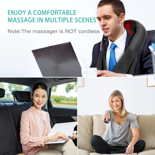 AERLANG Shiatsu Back and Neck Massager, Back Massager Deep Tissue Kneading Neck and Shoulder Massage with Heat, Electric Massage Pillow Fathers Day Gift Ideas from Daughter Son(NOT Cordless) - Image 3