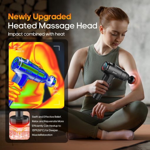 AERLANG Massage Gun with Heat Deep Tissue Back Massager Neck Massager for Pain Relief,Muscle Percussion Massage Gun, Birthday Gifts for Men Women Dad him Handheld Message Gun with 7Heads&Silent - Image 6