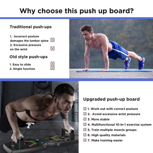 AERLANG Push Up Board, Portable Multi-Function Foldable Push Up Bar, Push up Handles for Floor,Professional Push Up Strength Training Equipment - Image 6
