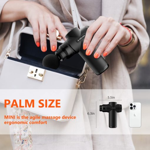 AERLANG Mother Day Mom Gifts Mini Massage Gun,Muscle Deep Tissue Massager Gun, Handheld Percussion Massager, Portable Quiet Massage Gun with Carry Case for Home Office Gym Gifts for Men Dad(Black) - Image 3