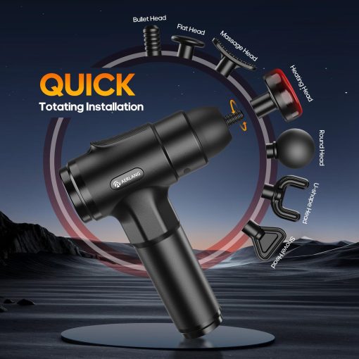 AERLANG Massage Gun with Heat Deep Tissue Back Massager Neck Massager for Pain Relief,Muscle Percussion Massage Gun, Birthday Gifts for Men Women Dad him Handheld Message Gun with 7Heads&Silent - Image 4