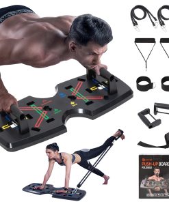 AERLANG Push Up Board – Upgraded Multi-Functional Push Up Bar with Resistance Bands, Foldable Comprehensive Easy to Use Push up Handle Portable Professional Push Up Strength Training Equipment for Men