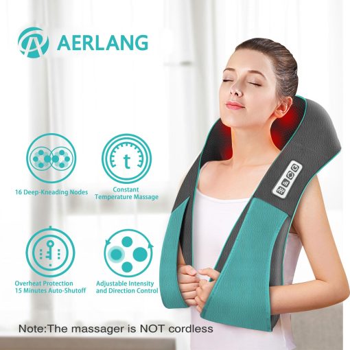AERLANG Fathers Day Dad Gifts Neck Massger,Shiatsu Neck and Back Massager with Heating Neck and Shoulder Massager Deep Kneading Pillow for Massage Home Office Car Use Gifts for Women Men Dad Mom - Image 5