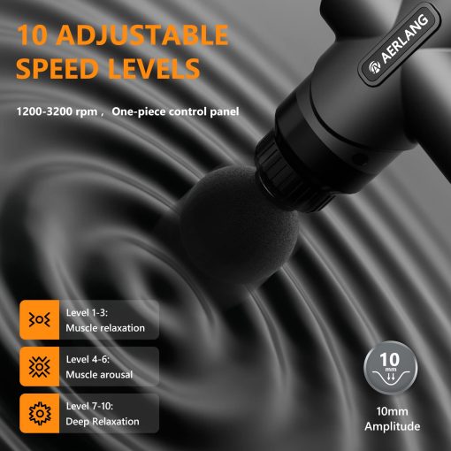 AERLANG Mother Day Mom Gifts Mini Massage Gun,Muscle Deep Tissue Massager Gun, Handheld Percussion Massager, Portable Quiet Massage Gun with Carry Case for Home Office Gym Gifts for Men Dad(Black) - Image 7