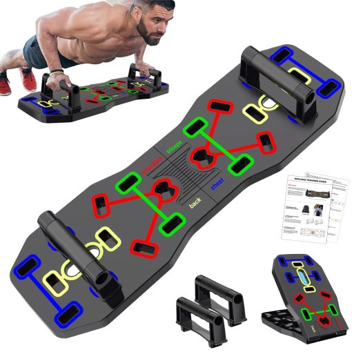 AERLANG Push Up Board, Foldable 10 in 1 Push Up Bar with Resistance Bands,Portable Multi-Function Push up Handles for Floor,Professional Push Up Strength Training Equipment - Image 2
