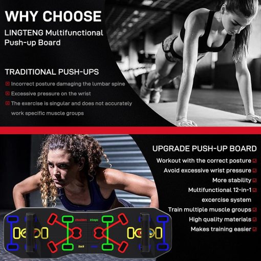 AERLANG Push Up Board, Foldable 10 in 1 Push Up Bar with Resistance Bands,Portable Multi-Function Push up Handles for Floor,Professional Push Up Strength Training Equipment - Image 7
