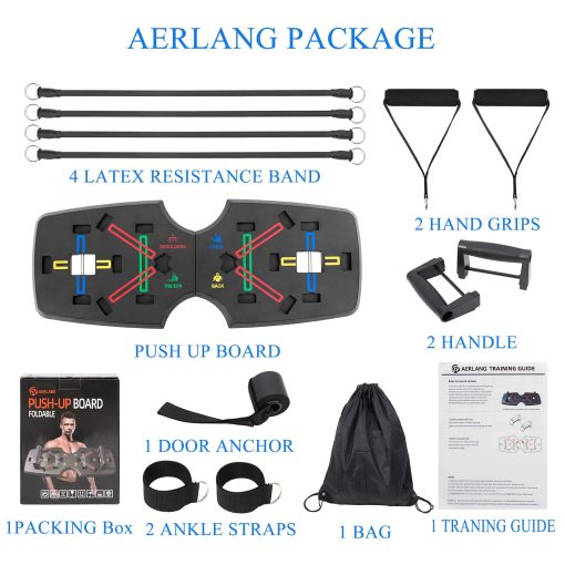 AERLANG Push Up Board – Upgraded Multi-Functional Push Up Bar with Resistance Bands, Foldable Comprehensive Easy to Use Push up Handle Portable Professional Push Up Strength Training Equipment for Men - Image 2