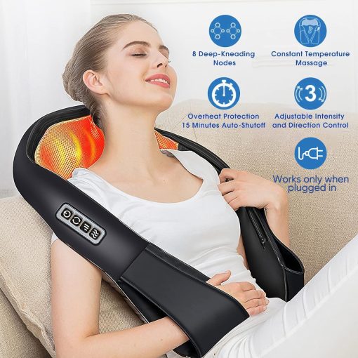 AERLANG Shiatsu Back and Neck Massager, Back Massager Deep Tissue Kneading Neck and Shoulder Massage with Heat, Electric Massage Pillow Fathers Day Gift Ideas from Daughter Son(NOT Cordless) - Image 6